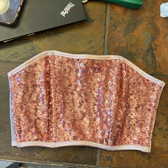 Victoria’s secret pink sequin bustier crop top - Picture 3 of 8